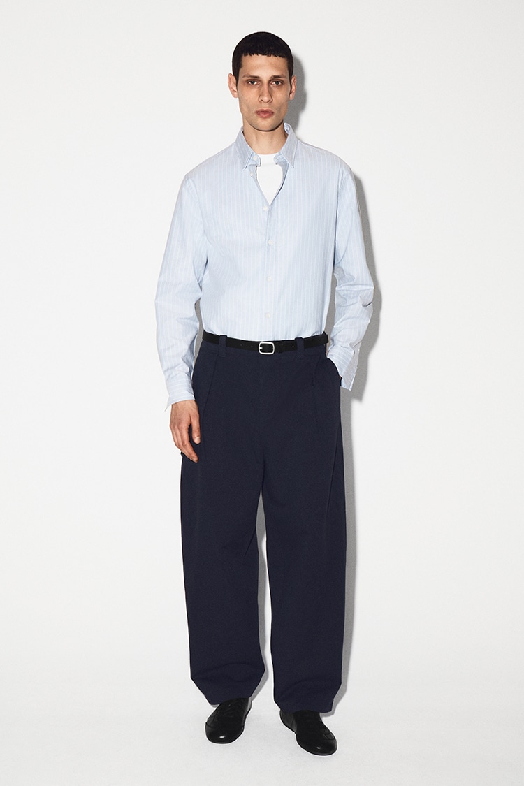 コットンブレンド バレルレッグユーティリティパンツ